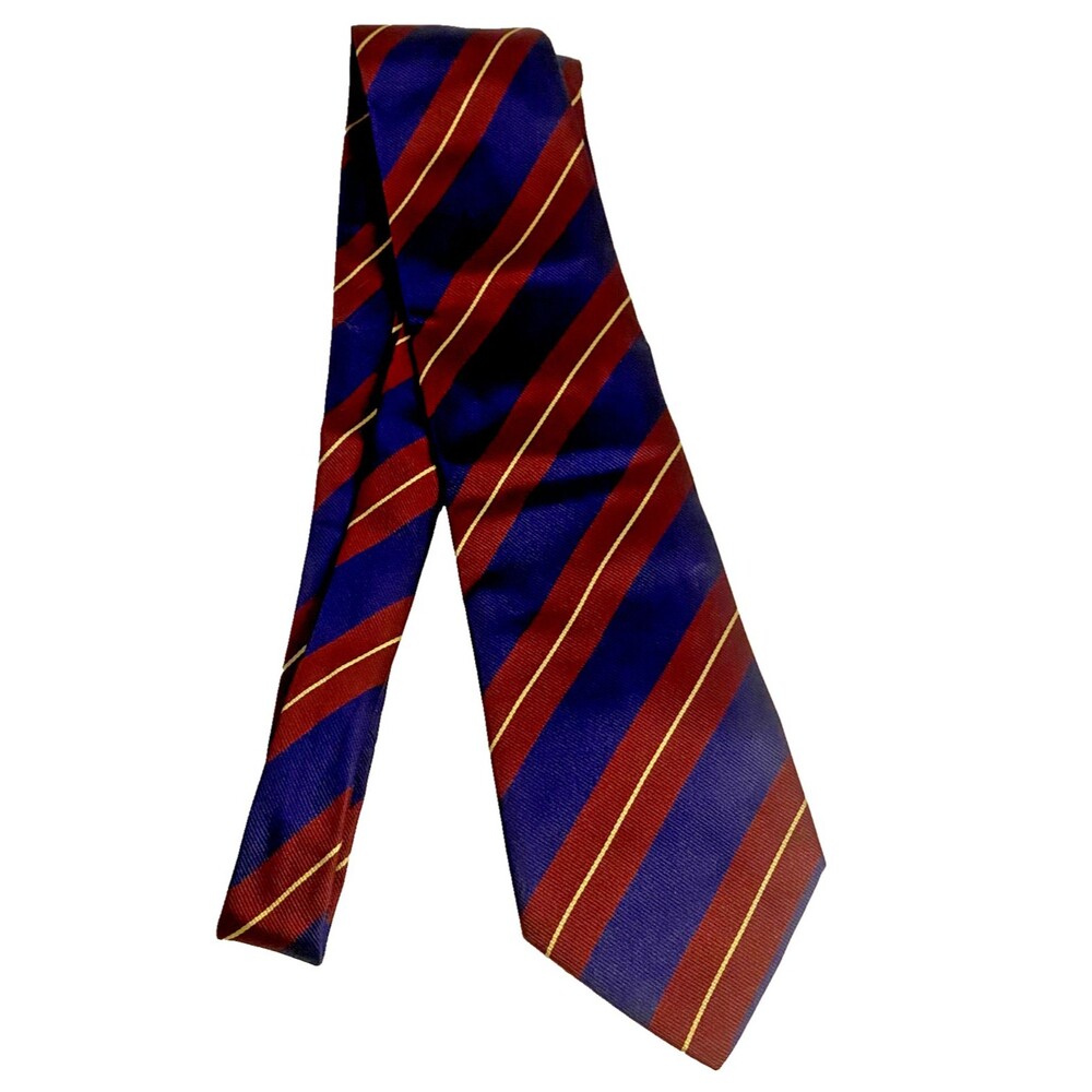 #7893 BEAUFORT THE RACK MENS STRIPED BLUE MAROON NECKTIE 4 X 60